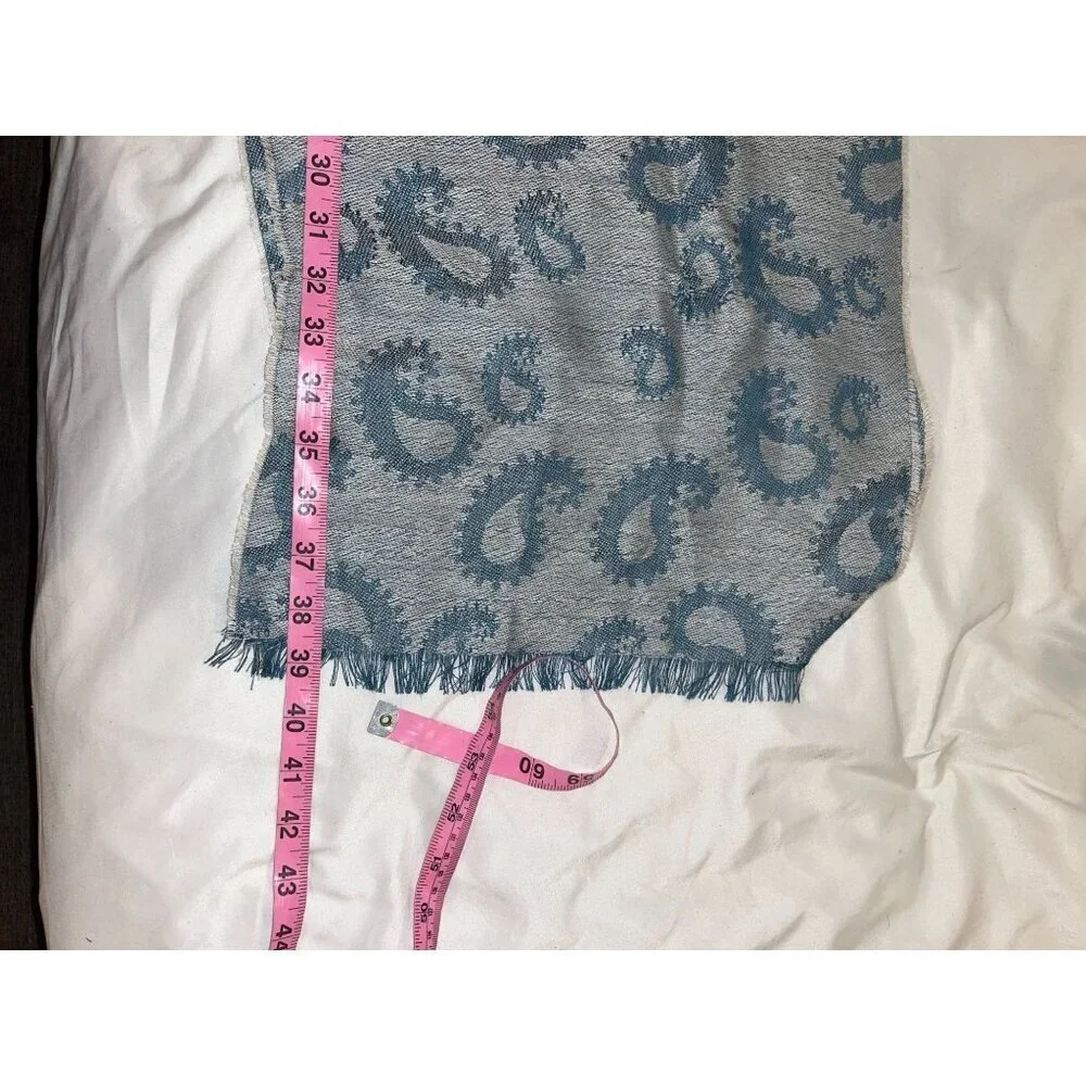 Alpaca Blankets Gray/Blue Lightweight Soft Paisley Alpaca Scarf Wrap Women's OS
